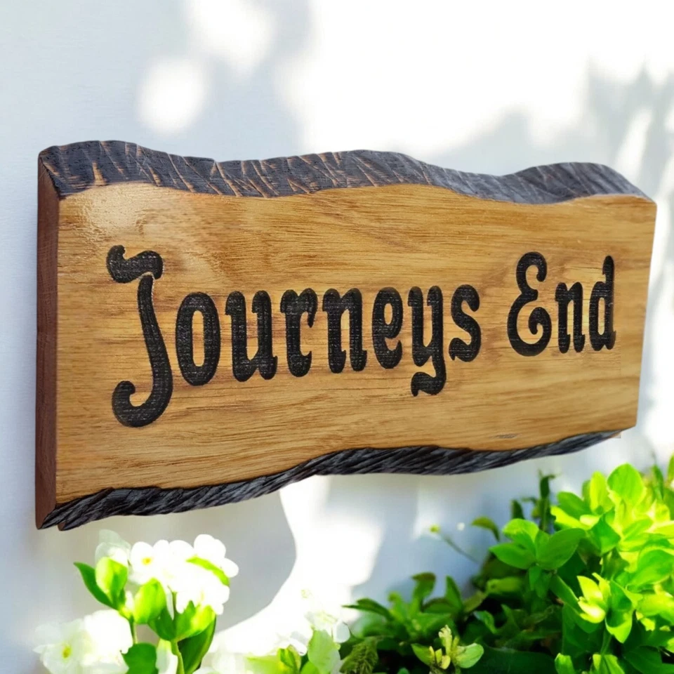 Personalised Carved Oak Wooden House Sign  Home Number Name Plaque Outdoor Plate - Image 1 of 4