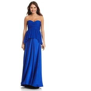 NUEVO CON ETIQUETAS Vestido Aidan Mattox Desfile Baile de graduación Ocasión Cóctel Noche Peplum Azul 12 - Imagen 1 de 2