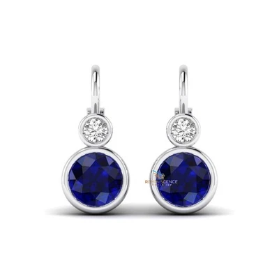 14K Gold Toi Et Moi Bezel Set Wedding Drop Earrings Gemstone Lab Grown Diamond - Image 1 of 4