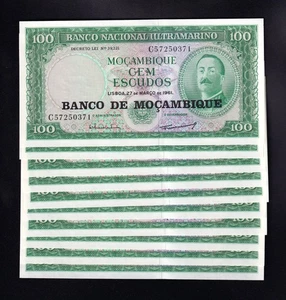 F.C. MOZAMBIQUE , LOTE 10 UNIDADES 100 ESCUDOS 1976 , S/C ( UNC ) , P.117a . - Picture 1 of 2