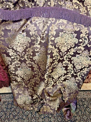 J C Penney Chris Madden Eggplant Gold Shower Curtain Matching Valance Fringe - Image 1 of 4