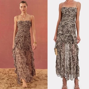 SHONA JOY | Valeria Ruched Frill Maxi Dress Size: 4 - Picture 1 of 7