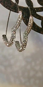 Sparkling Plated White K Silvery Heart Synthetic Zircon Drop Earwire Earrings - Picture 1 of 9