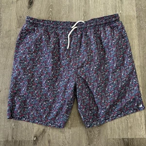 Mugsy Shorts Men's XXL Blue Red Floral Swim Trunks Hybrid Athletic Lined Logo - Picture 1 of 10
