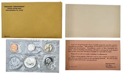 1964 United States Mint Silver Proof Set 5 Coins Total Original Envelope - Image 1 of 4