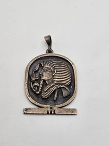 Vintage Egyptian Revival Sterling Silver Pharaoh Pendant Charm - Picture 1 of 16