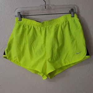 Nike Dri Fit Women Shorts Size M 15x2.5 Running Athletic Neon Yellow/Black 5229 - Picture 1 of 8