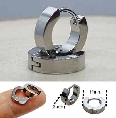 Orecchini cerchio da uomo in acciaio inox cerchietti piccoli donna per argento - Immagine 1 di 4