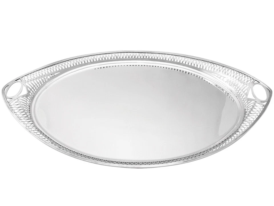 Antique George V Sterling Silver Galleried Tea Tray by D & J Welby Ltd - Image 1 of 4