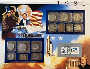 1981 Uncirculated Mint Set Postal Commemorative Society Coins & Stamps - Picture 1 of 6