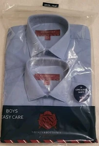 WINTERBOTTOM'S BOYS' SLIM FIT SHORT SLEEVE SHIRT - WHITE - TWIN PACK - Picture 1 of 8