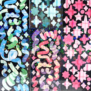 Glitter Holographic Ribbon and Star Pulse Stickers Planners Scrapbooking Crafts - Picture 1 of 8