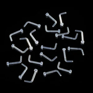 2x Invisible Clear Nose Stud. See Through Nose Stud Plastic Piercing Transparent - Picture 1 of 15