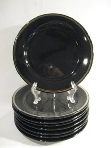 WAECHTERSBACH GERMANY BLACK SALAD / DESSERT PLATES WITH PLATINUM TRIM - Picture 1 of 1