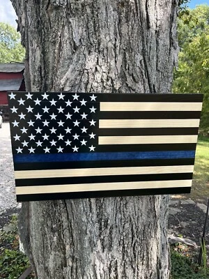 Bandera americana de madera línea azul/bandera americana/bandera americana de madera/arte de pared Foto 1 de 4