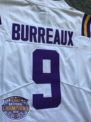 LSU Tigers Football Jersey 9, All Stitched. 2020 Playoff Patch, BURREAUX Edition - Image 1 of 4