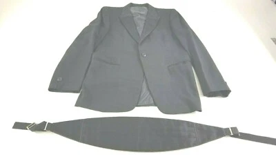 AFTER SIX Mens Formal Black Tuxedo Jacket One-Button Size 39 S with Cummerbund  - Image 1 of 4