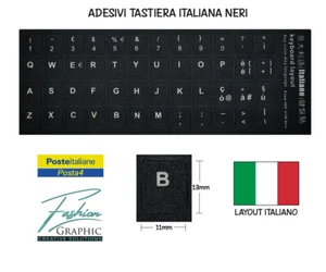 Adesivi Lettere Per Tastiera Italiana Neri Da Notebook Pc Computer Stickers - Bild 1 von 2