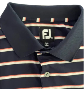 FootJoy FJ Mens XL Golf Polo Shirt Black Striped Short Sleeve Polyester/Spandex - Picture 1 of 10