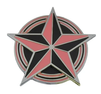 Classic Pink Black Star Belt Buckle Metal Plain Finished Punk Heavy Rock Unisex  - Image 1 of 4