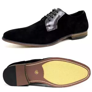 LAMBRETTA SOL MEN'S BLACK smart casual office wedding Lace-up shoes UK size 7 - Picture 1 of 6