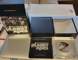 2018 PERTHINT 50 YEAR ANN. PLANET OF THE APES 1 OZ .999 SILVER 5K MINTAGE! PROOF - Picture 1 of 5