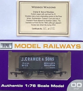 Vagones Dapol 00 Wessex 8 tablones 8T vagón abierto J Cramer & Sons Woolston L/E: nuevos - Imagen 1 de 8