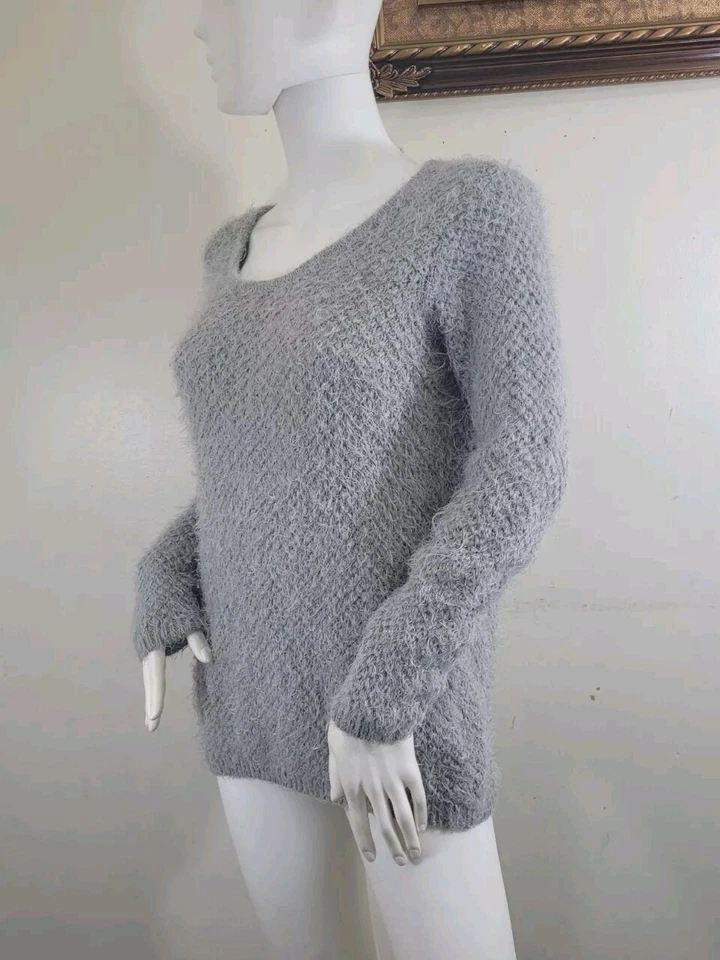 Suéter Top Attention Para Mujer Talla S Tejido Abierto Difuso Gris Malva Manga Larga 34 Foto 1 de 4