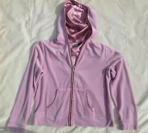 Vintage EVERLAST Mauve Pink Velvet Satin Hoodie Sports Track Jacket Zip Medium - Picture 1 of 11