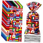 100 Pcs International Flag Candy Party Bags World Country Flags Treat Bags 