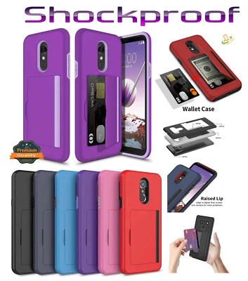 For Motorola Moto E7 /E 2020 Credit Card Wallet Slot Case Rubber Hybrid Cover  - Image 1 of 4