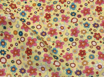Pretty Posy Floral Fabric By Michael Miller Pink Blue Orange White Yellow BTY - Image 1 of 4