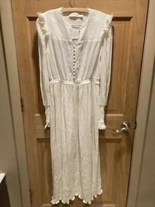 Zimmermann 2 US 8 Maxi Dress Ivory Ruffle Long Sleeves Button NO BELT OR LINING - Picture 1 of 4