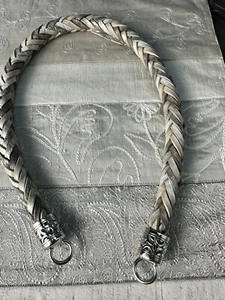 Brighton Braidy GREY/Silver Embossed Leather Strap Only 24" Braided Purse Handle - Picture 1 of 2