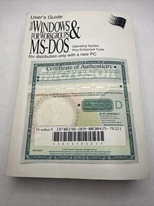 Microsoft Windows for Workgroups & MS-DOS User's Guide Book Manual Only with COA - Picture 1 of 4