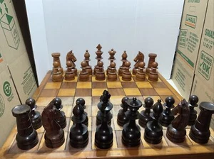 Juego de ajedrez de madera tallada a mano de colección palo de rosa 7"" rey - 26"" tablero de ajedrez plegable - Imagen 1 de 6