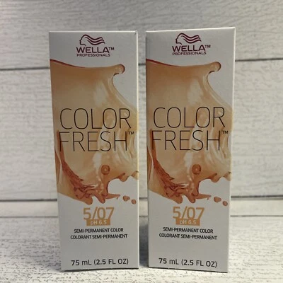 2- Wella Color Fresh pH 6,5 semipermanente, 2,5 oz 5/07 marrón claro Foto 1 de 4