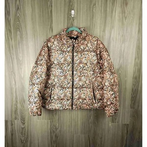 Time And Tru Multicolor Floral High Collar Full-Zip Puffer Jacket - Picture 1 of 5