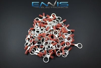 18-22 GAUGE NYLON RING 3/8 CONNECTOR 500 PK RED CRIMP TERMINAL AWG CAR SUV  HOME - Image 1 of 4