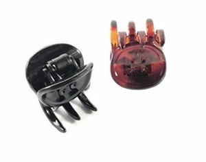 Parcelona Botón Francés Pequeño Negro Cáscara Marrón Mandíbula Garra Cabello Clip 2 Piezas - Imagen 1 de 4