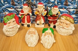 7 Porcelain Santa Christmas Ornaments - Picture 1 of 15