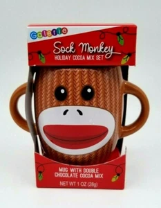 Galerie Brown Sock Monkey Holiday Cocoa Mix And Mug Gift Mix Set - Boxed New USA - Picture 1 of 9