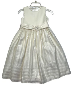Cinderella sz 6 Ivory Dress with Sequins Flower Girl Party Wedding - Picture 1 of 8