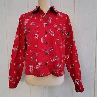 Boston Proper Rojo Blanco y Azul Paisley Estampado Chaqueta Bandana Estampado Vintage Foto 1 de 3