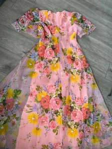 stunning 70s vintage floaty floral maxi dress Karida 10-12 boho festival vibes - Picture 1 of 9