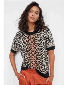 Maeve Elinor Wool Cashmere Blend Geometric Sweater Womens Size Medium Black NWT - Picture 1 of 10