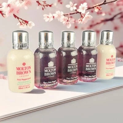 Molton Brown  5 x 50ml Pink Pepper set Body wash & Body Lotion Travel Hotel Gift - Image 1 of 4