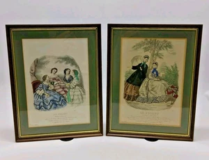 X2 Le Follet 19th Century Framed Fashion Prints by Anais Toudouze 10.25" X 13.5" - Picture 1 of 20