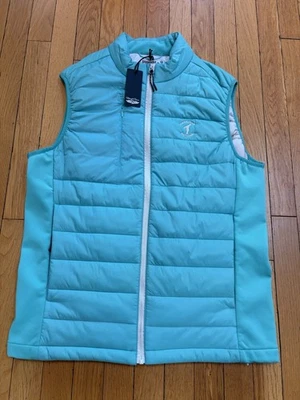 Straight Down Vest Womens Small Teal Blue Sleeveless Puffer Hazeltine National - Image 1 of 4