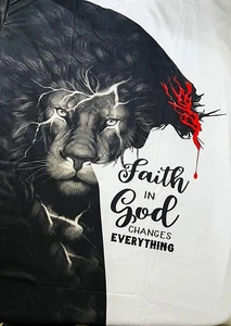 MEN'S CHRISTIAN THEME T-SHIRT FAITH IN GOD CHANGES EVERYTHING 4XL POLYESTER NEW - Picture 1 of 6